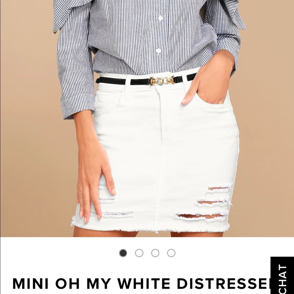 NWT LULUS WHITE DENIM MINI SKIRT - DISTRESSED